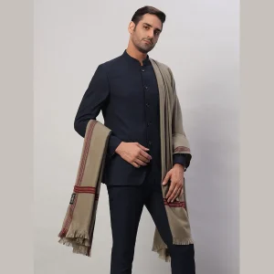 Men's Beige Wool Stole Winter Wear Long Shawl - Image 6