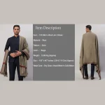 Men's Beige Wool Stole Winter Wear Long Shawl - Image 10