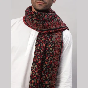 Men's Black Paisley & Floral Wrap Shawl 80"x40" - Image 6