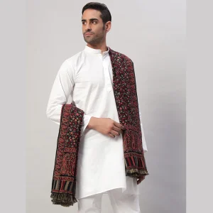 Men's Black Paisley & Floral Wrap Shawl 80"x40" - Image 4