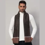 Men's Brown Diamond Cashmere Muffler Soft Wool Scarf