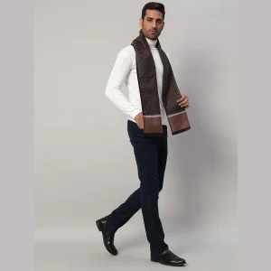 Men's ​Brown Diamond Cashmere Muffler Soft Wool Scarf - Image 3