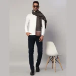 Men's Brown Diamond Cashmere Muffler Soft Wool Scarf - Image 2