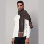 Men's Brown Diamond Cashmere Muffler Soft Wool Scarf - Image 4