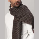 Men's Brown Diamond Cashmere Muffler Soft Wool Scarf - Image 6