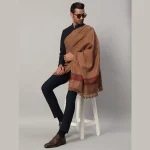 Men's Brown Shawl Winter Wrap Oversized Solid Lohi - Image 2