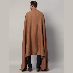 Men's Brown Shawl Winter Wrap Oversized Solid Lohi - Image 8