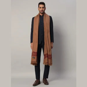 Men's Brown Shawl Winter Wrap Oversized Solid Lohi - Image 3