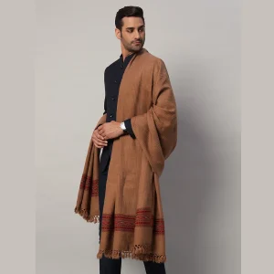 Men's Brown Shawl Winter Wrap Oversized Solid Lohi - Image 4