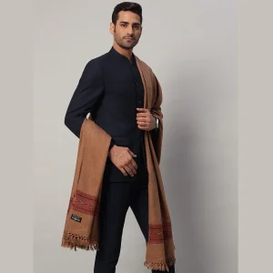Men's Brown Shawl Winter Wrap Oversized Solid Lohi - Image 5