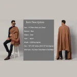 Men's Brown Shawl Winter Wrap Oversized Solid Lohi - Image 9