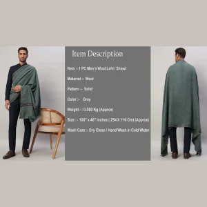 Men's Casual Grey Shawl Winter Wrap Wool Lohi - Image 10