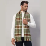 Men's Green Checks Acrylic Wool Muffler / Scarf