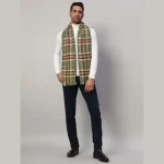 Men's Green Checks Acrylic Wool Muffler / Scarf - Image 5