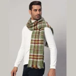 Men's Green Checks Acrylic Wool Muffler / Scarf - Image 3