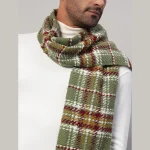 Men's Green Checks Acrylic Wool Muffler / Scarf - Image 6