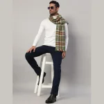 Men's Green Checks Acrylic Wool Muffler / Scarf - Image 2