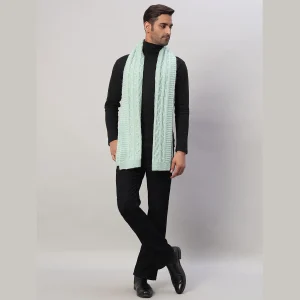 Men's Green Wool Knitted Scarf Winter Warm Neck Wraps - Image 5