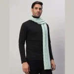 Men's Green Wool Knitted Scarf Winter Warm Neck Wraps - Image 4
