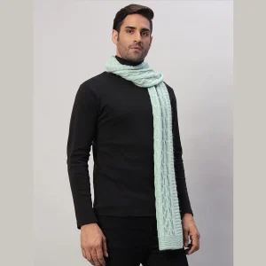 Men's Green Wool Knitted Scarf Winter Warm Neck Wraps - Image 4