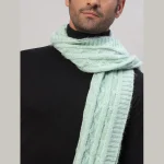 Men's Green Wool Knitted Scarf Winter Warm Neck Wraps - Image 6