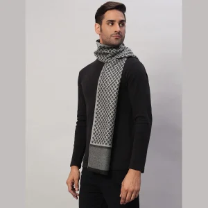 Men's ​Grey Diamond Wool Muffler Winter Neck Wraps - Image 3