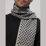 Men's Grey Diamond Wool Muffler Winter Neck Wraps - Image 6