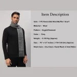 Men's Grey Diamond Wool Muffler Winter Neck Wraps - Image 8