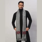 Men's Grey Wool Muffler Neck Wrap Reversible Scarf