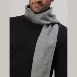 Men's Grey Wool Muffler Neck Wrap Reversible Scarf - Image 6