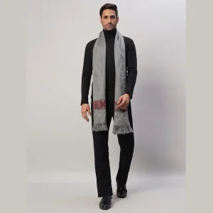 Men's Grey Wool Muffler Neck Wrap Reversible Scarf - Image 5