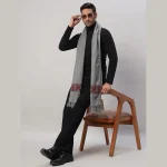 Men's Grey Wool Muffler Neck Wrap Reversible Scarf - Image 2