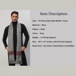Men's Grey Wool Muffler Neck Wrap Reversible Scarf - Image 8