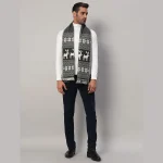 Men's Grey Wool Scarf Reversible Deer Muffler - Image 5