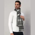 Men's Grey Wool Scarf Reversible Deer Muffler - Image 3