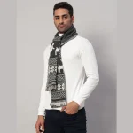 Men's Grey Wool Scarf Reversible Deer Muffler - Image 4