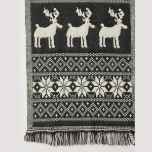 Men's Grey Wool Scarf Reversible Deer Muffler - Image 7