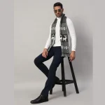 Men's Grey Wool Scarf Reversible Deer Muffler - Image 2