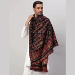 Men's Luxurious Black Floral Wrap Shawl Winter Blanket