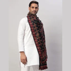 Men's Luxurious Black Floral Wrap Shawl Winter Blanket - Image 4