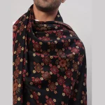 Men's Luxurious Black Floral Wrap Shawl Winter Blanket - Image 6