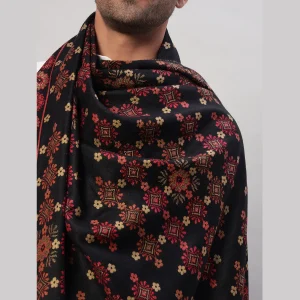 Men's Luxurious Black Floral Wrap Shawl Winter Blanket - Image 6