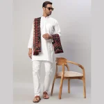 Men's Luxurious Black Floral Wrap Shawl Winter Blanket - Image 2