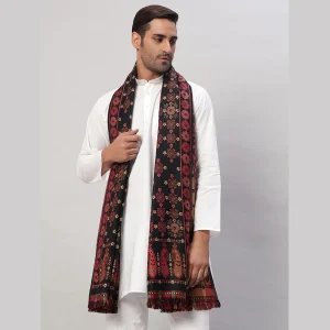 Men's Luxurious Black Floral Wrap Shawl Winter Blanket - Image 3