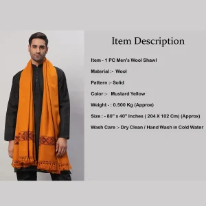Men's Mustard Yellow Wool Shawl Chritstmas Gift - Image 8
