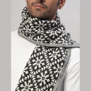 Men's Neck Wraps Grey Fair Isle Reversible Muffler - Image 6