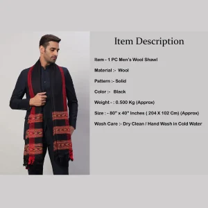 Men's Oversized Blanket Black Cashmere Scarf /Shawl - Image 8