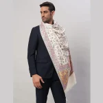 Men's Oversized Cashmere Shawl White Floral - Image 3