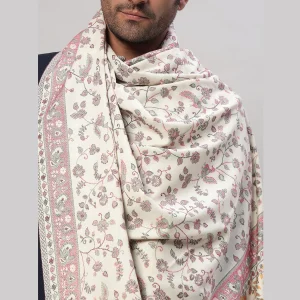 Men's Oversized Cashmere Shawl White Floral - Image 6