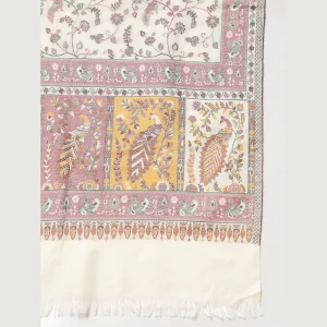 Men's Oversized Cashmere Shawl White Floral - Image 7
